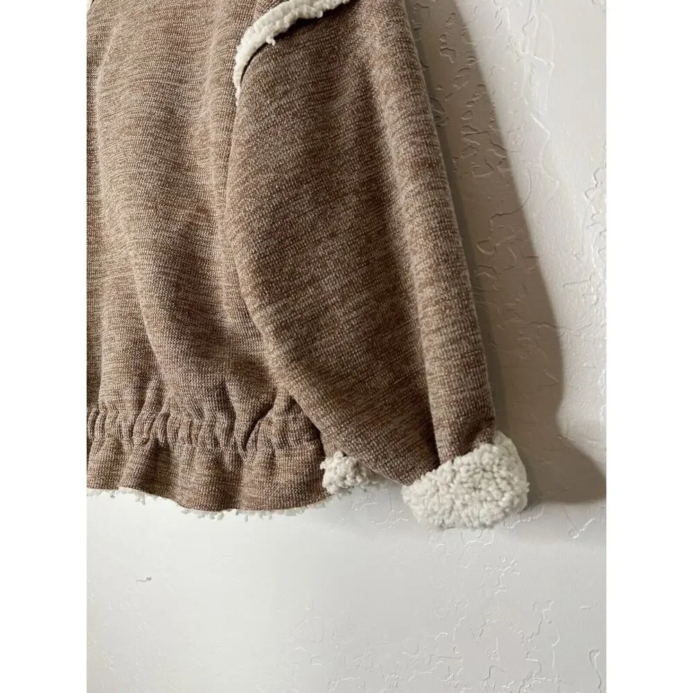 Sherpa Jacket Boho David And Danny Sweater Brown White Wrap Warm Boho Coat Sz S